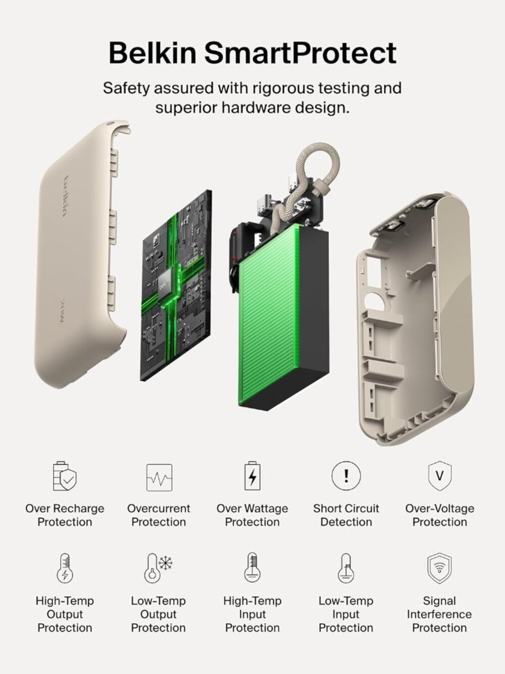 Belkin Slim 10,000mAh USB-C Portable Charger Power Bank - Sand - Picture 5 of 10